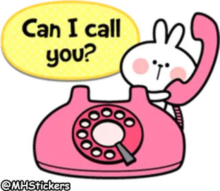 🤙 92ef246e Can I call you? telefono, coniglio, chiamata, carino, rosa, animale telegram sticker