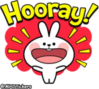 💃 9f1b5526 Hooray! urrà, festa, coniglio, felice, gioioso telegram sticker