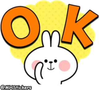 👌 c3fa7dea OK ok, accordo, approvazione, sì, coniglio, carino telegram sticker