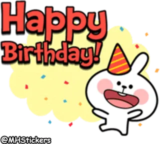 🎁 e1ab231d Happy Birthday! compleanno, festa, felice, party, coniglio, cartone animato, carino telegram sticker