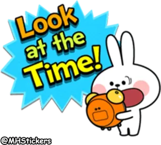 ⏰ e50e9d80 Look at the Time! coniglio, sveglia, tempo, cartone animato, carino, divertente, adesivo telegram sticker