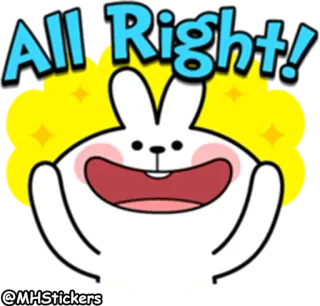 😆 e807b222 All Right! coniglio, ok, carino, adesivo telegram sticker
