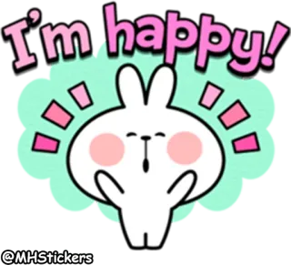 😇 edd0db29 I'm happy! felice, coniglio, carino, cartone animato, positivo, divertente, festa telegram sticker