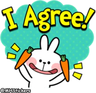 👍 fc845f5c I Agree! accordo, coniglio, carota, cartone animato, carino, positivo, sì, sono d'accordo telegram sticker