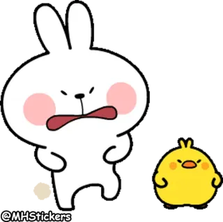 😫 1c217d2e kreskówka, zwierzę, królik, kurczak, słodkie, naklejka telegram sticker