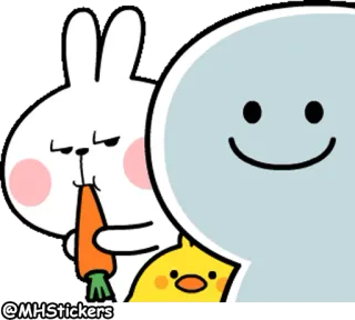 😒 7454fdce królik, marchewka, kurczak, słodki, kreskówka, naklejka telegram sticker