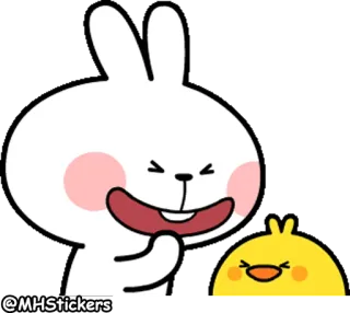 🤣 7aa73195 królik, króliczek, kurczak, słodki, kreskówka, zwierzę, przyjaciele telegram sticker