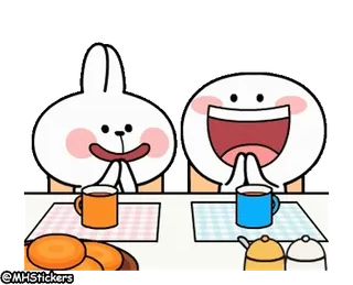 👏 461971aa @MHStickers Cartoon, Hase, Freundschaft, Tee whatsapp sticker