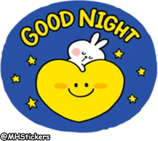 😴 6eb6212c GOOD NIGHT ราตรีสวัสดิ์, กระต่าย, หัวใจ, ดาว, น่ารัก, การ์ตูน telegram sticker