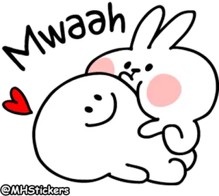 💏 2ad587e6 MWAHH kelinci, imut, kartun, cinta, ciuman, hati telegram sticker