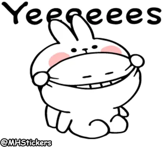 🤣 4aa43396 Yeeeeees kelinci, imut, kartun, ya, senang, bersemangat telegram sticker