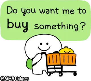 🛒 46a3728b Do you want me to buy something? Belanja, Lucu, Pertanyaan, Anak bebek, Kartun, Menyenangkan whatsapp sticker