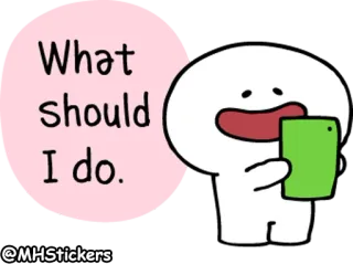 😫 b085cc48 What should I do. pertanyaan, kartun, lucu, bingung, berpikir, khawatir, stiker whatsapp sticker