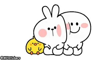 💞 5ea7bbb7 @MHStickers 卡通, 可爱, 兔子, 小鸡, 贴纸 whatsapp sticker