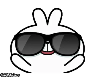 😎 5b5845d3 @MHStickers conejo, gafas de sol, lindo, dibujos animados whatsapp sticker