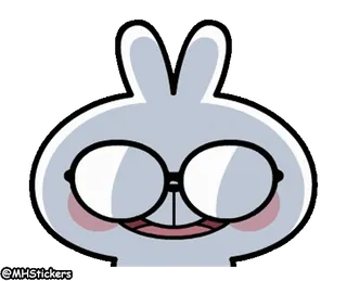 😈 72d4b6c0 @MHStickers pegatina, conejo, gafas, dibujos animados, lindo whatsapp sticker
