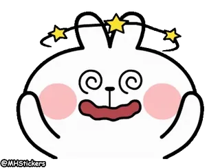 😵‍💫 8a2dc28a dibujos animados, animal, conejo, estrellas, mareado, agotado whatsapp sticker