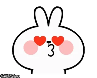 😘 8e407646 @MHStickers sticker, conejo, ojos de corazón, beso, dibujos animados, lindo whatsapp sticker