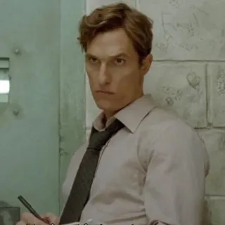 🎏 8854bcc6 Rust Cohle True Detective Matthew McConaughey, Rust Cohle, True Detective, character, tv series, detective, serious whatsapp sticker