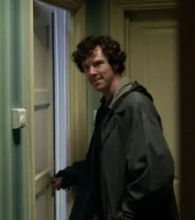 🚶 b2cb5c8c Sherlock Holmes Sherlock Sherlock, Benedict Cumberbatch, detective, mystery, crime, doorway whatsapp sticker