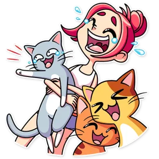 😂 0fca4cf4 만화, 고양이, 웃음, 유머, 행복, 귀여운, 동물, 우정 telegram sticker