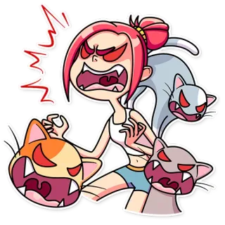 😡 b3158465 화난, 고양이, 만화, 소녀, 격분, 표정, 분노 telegram sticker
