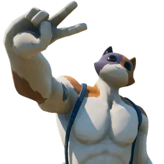 ✌ 3538f2b5 Meowscles Fortnite gatto, muscoloso, segno di pace, videogioco, Fortnite whatsapp sticker