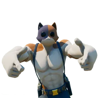 😜 4c5d4c58 Fortnite palestrato, gatto, Meowscles, cartone animato, muscoloso, gioco whatsapp sticker