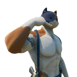 📞 7548361c Meowscles Fortnite gatto, muscoloso, cartone animato, gioco whatsapp sticker