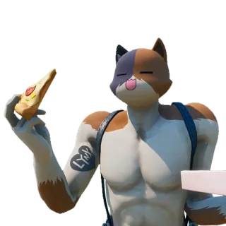 🍕 7d4638bf Meowscles Fortnite gatto, pizza, videogioco, personaggio whatsapp sticker