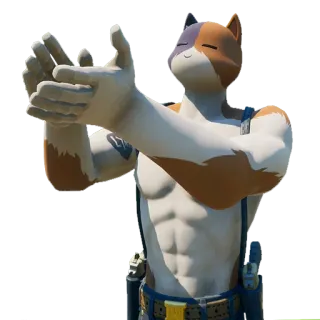 👏 d15604b7 Meowscles Fortnite videogioco, gatto, muscoloso, divertente, meme, pistole con le dita whatsapp sticker