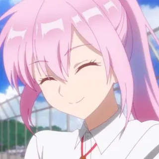 🌸 0ee746f2 anime, pelo rosa, sonriendo, dibujos animados, chica whatsapp sticker