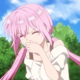 🌸 31802b36 Anime, Chica, Pelo rosa, Sonrisa, Lindo, Expresión, Sonrojo whatsapp sticker