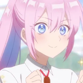 🌸 350ffed7 chica anime, pelo rosa, linda, sonriendo, anime, manga whatsapp sticker