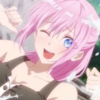 🌸 4bf70b14 anime, chica, pelo rosa, linda, sonrisa, alegre whatsapp sticker