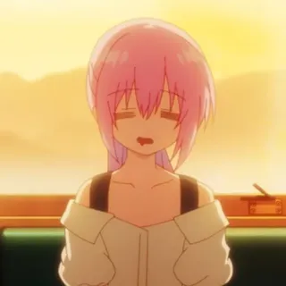 🌸 5645f82f anime, dibujos animados, personaje, chica, pelo rosa, dormilona whatsapp sticker