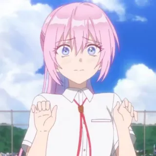 🌸 c7abdc6f anime, chica, pelo rosa, uniforme escolar, linda, joven, mujer whatsapp sticker