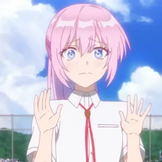 🌸 f2dfd491 Anime, escolar, pelo rosa, linda, chica whatsapp sticker