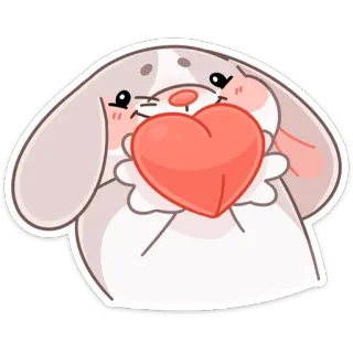 ❤️ 06f51854 กระต่าย, หัวใจ, ความรัก, น่ารัก, สัตว์ whatsapp sticker