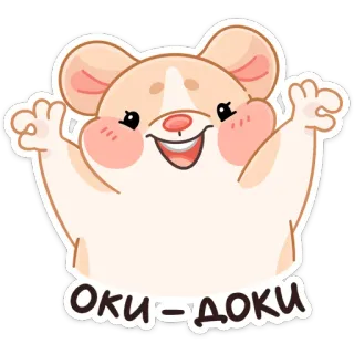 👌 14228531 Оки-Доки น่ารัก, แฮมสเตอร์, โอเคโดกิ, มีความสุข, ทักทาย whatsapp sticker