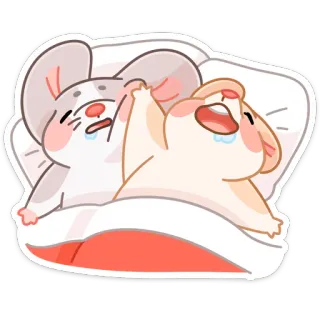 😴 5612a77d หนู, แฮมสเตอร์, ร้องไห้, เศร้า, เตียง, คาวาอิ whatsapp sticker
