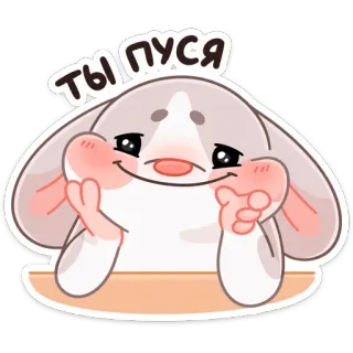 ☺️ 5d4326bd Ты пуся น่ารัก, กระต่าย, กระต่าย, เขินอาย, การ์ตูน whatsapp sticker