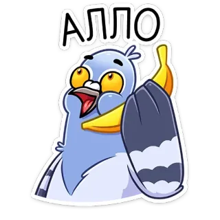 📱 ee8051c3 АЛЛО ptak, gołąb, banan, cześć telegram sticker