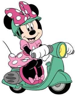 😊 42649849 Minnie Mouse hoạt hình, chuột, disney, nhân vật, xe scooter, minnie mouse telegram sticker