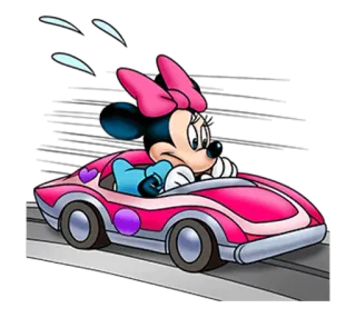 🚗 50a45056 Minnie Mouse Minnie Mouse, Disney, hoạt hình, xe hơi, màu hồng telegram sticker