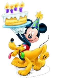 🎂 511cf6ac Mickey Mouse Mickey Mouse, Pluto, bánh sinh nhật, hoạt hình, Disney, tiệc, lễ kỷ niệm telegram sticker