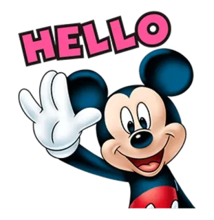 😃 5624f962 Mickey Mouse HELLO lời chào, phim hoạt hình, chuột, xin chào, disney, nhân vật telegram sticker