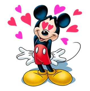 😍 f2cc0c87 Mickey Mouse Mickey Mouse, hoạt hình, tình yêu, trái tim, Disney telegram sticker