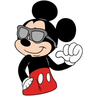 😎 d2f71040 Mickey Mouse Mickey Mouse, personaje de dibujos animados, gafas de sol, cool, Disney telegram sticker