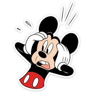 😱 8c14d220 Mickey Mouse Mickey Mouse, dessin animé, Disney, souris, personnage, inquiet, stressé telegram sticker